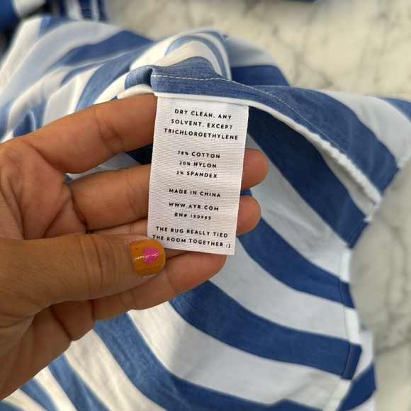 AYR The Puff Sleeve Midi Dress in Marais Blue Regatta Stripe Size S - Picture 11 of 12